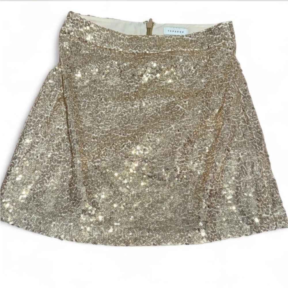 NWT Topshop Size 4 Sequin Gold Skirt